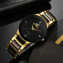 メンズ腕時計 ゴールドブラック ビジネス カジュアル クォーツ メタルバンド アナログ 3針 ブラック文字盤 新品未使用 送料無料 かっこいい_画像1