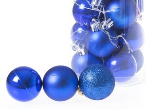 クリスマスにぴったり パーティー イベント 飾り デコ オーナメント ボール 8CM×24個#ブルー