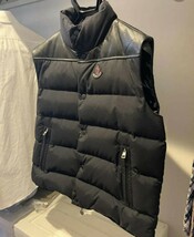 MONCLER COMME des GARCONSジュンヤワタナベマン レザーヨークダウンベスト サイズS ブラック_画像3