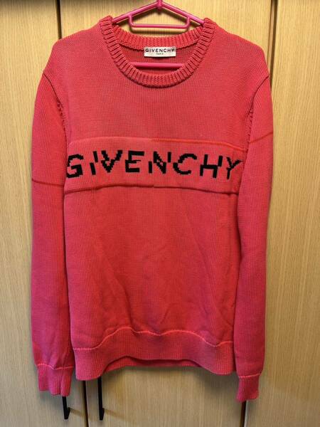 正規 22AW Givenchy by Matthew Williams ジバンシィ マシューウィリアムズ スプリット ロゴ クルーネック ニット ピンク M BM90B4401M