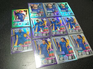 2020 topps chrome match attax チェルシー　11枚セット　ハヴァーツ　カンテ　他（緑：99シリ　青：150シリ　紫：299シリ）