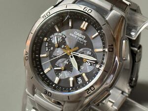 1円〜◆カシオ CASIO ウェーブセプター マルチバンド6 ソーラー電波時計 WVQ-M410クロノグラフ TITANIUM チタン メンズ腕時計 稼働品