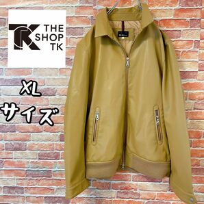 【人気】THE SHOP TK フェイクレザージャケット　XL ベージュ　メンズ