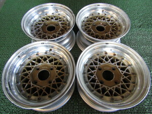 A3779 RAYS VOLK MESH 13インチ 7J 約+1 114.3-4H 4本 ジャンク 修正ベース 当時物 AE86 レビン トレノ LBセリカなど 旧車 カスタム