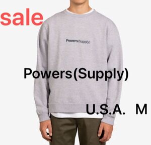 Powers (Supply) New Logo Crewneck Sweat Shirt パワーズ U.S.A. Mサイズ