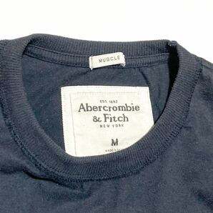 Abercrombie&Fitch ☆ ワッペン ロゴ 半袖 Tシャツ 風合い◎ ネイビー タイトフィット M 春夏 カジュアル アメカジ 人気 アバクロ ■SAP15の画像4