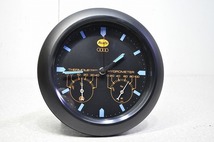 中古■難有 Audi アウディ 掛時計 アナログ 温度計・湿度計付き 日本製 動作品 ブラック ウォールクロック 壁掛け 掛け時計_画像8