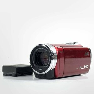 JVC GZ-E770-R デジタルビデオカメラ　本体レンズ:KONICA MINOLTA HD LENS/1:1.8/2.9-116mm バッテリー付き●現状品