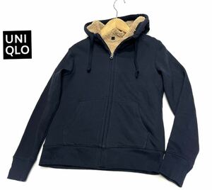 UNIQLO★ユニクロ★（S）ボアスウェットフルジップパーカ/ネイビー系 美品