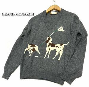 GRAND MONARCH★グランドモナーク★ミズノ（M）ウール100% Vネック ニット セーター/グレー系