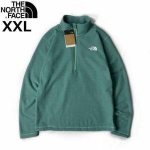 1円～!売切!【正規新品】THE NORTH FACE◆TEXTURED CAP ROCK 1/4 ZIP PULLOVER フリース 厚手ニット US限定 ロゴ刺繍(XXL)緑 181024-25