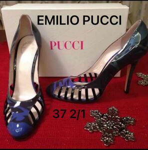 定価9万弱 EMILIO PUCCI ボタニカル エナメル パンプス 37.5