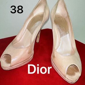 Christian Dior シャンパン ベージュ パール パンプス 38