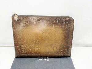  beautiful goods Berluti Berluti sklito leather ninoGM clutch bag Second document case old Logo 