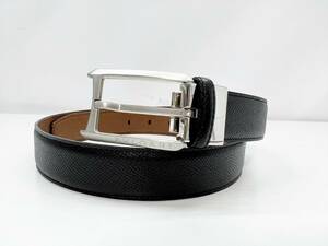 美品　BVLGARI　ブルガリ　エリプス　ロゴ　ベルト　73～83　黒　カットあり