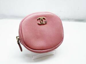  excellent goods CHANEL Chanel here Mark turtle rear coin case pink 26 number pcs 