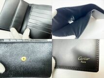 レア　外美品　Cartier　カルティエ　パンテール　ハラコ　三つ折り財布　黒　ゴールド　ヒョウ　L3000526_画像8