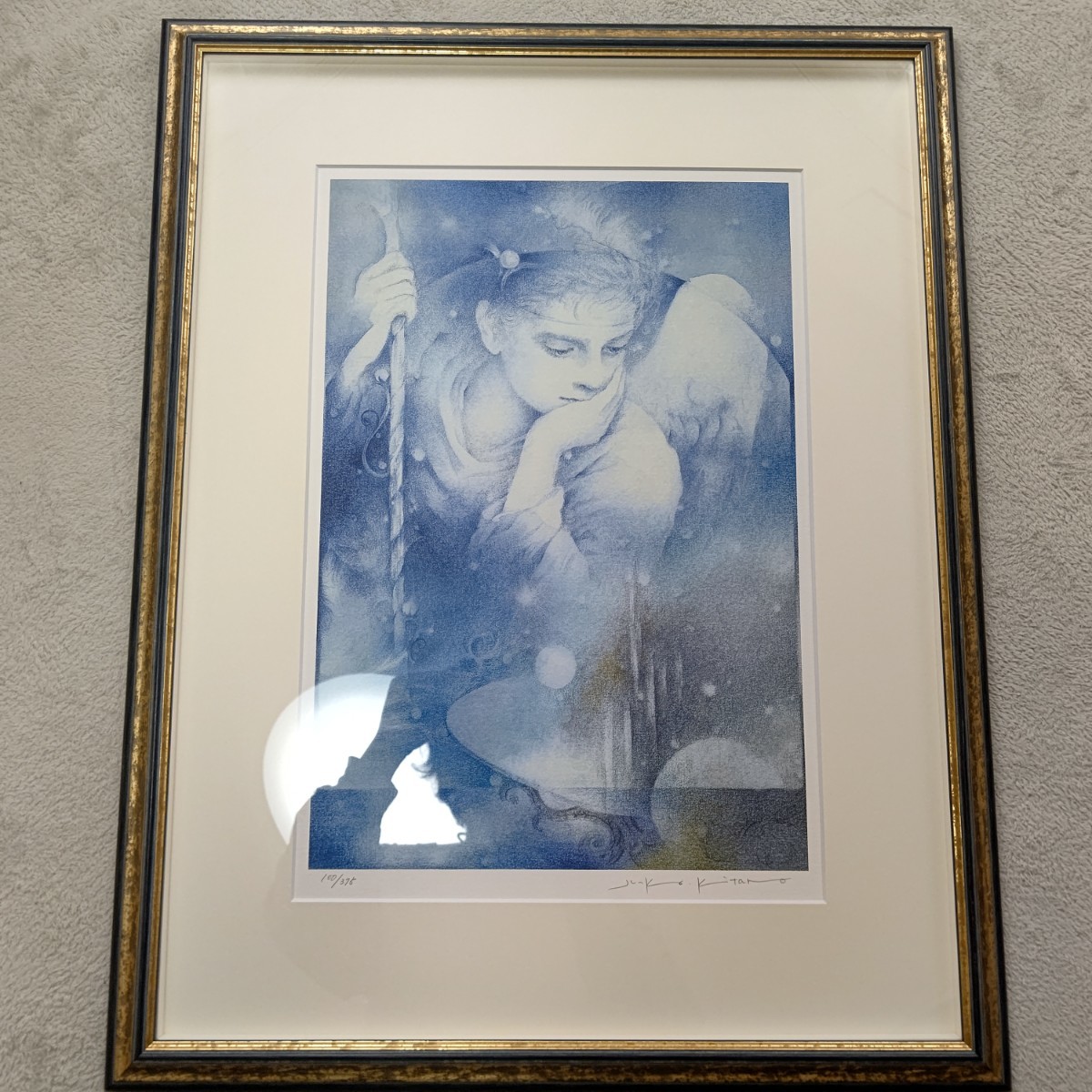 Junko Kitano Litografía enmarcada Philosophia Dibujo a lápiz de colores Angel Art Vivant Pintura manuscrita firmada garantizada, Obra de arte, Cuadro, otros