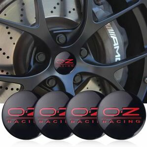 OZレーシング センターキャップ ステッカー 4枚セット 56mm ブラック