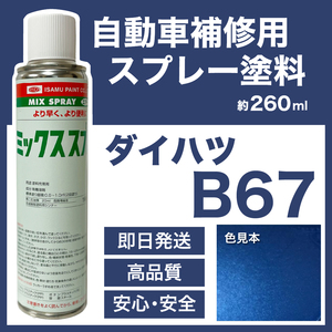 ダイハツB67 スプレー塗料 約260ml ファインブルーマイカM タント ファインブルーマイカメタリック 脱脂剤付き 補修 B67