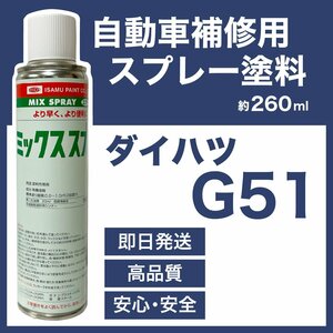 ダイハツG51 スプレー塗料 約260ml マスカットグリーンM タント 脱脂剤付き 補修 タッチアップ G51