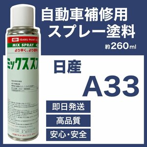 日産A33 スプレー塗料 約260ml ローズレッド ブルーバードシルフィ 脱脂剤付き 補修 タッチアップ A33