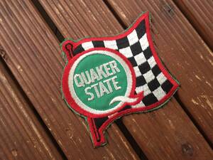 【70's QUAKER STATE ワッペン】ビンテージ クエーカーステート オイル ホットロッド チェッカーフラッグ