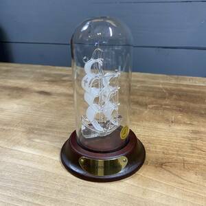 ボトルシップ ◆ 英国製 メイフラワー ガラス ドーム 18世紀 フリーゲート艦 帆船 置物 飾り [2309knk]