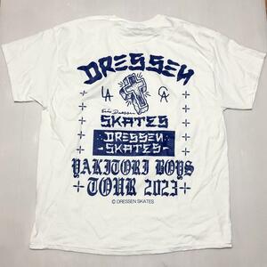 ◎限定品【DRESSEN SKATES】Tシャツ White：Ｌ ツアーステッカー付！エリックドレッセン Tee ロサンゼルス スケボー skater スケート