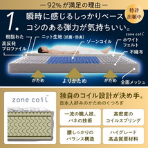 未使用訳あり　真空圧縮ロールでお届け ゾーンコイルマットレス　高通気スプリング　抗菌防臭防ダニ仕様　シングル　ホワイトｘグレー_画像3