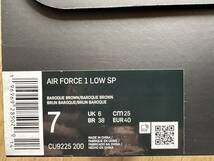 【新品未着用25cm】Supreme Nike Air Force 1 Low BAROQUE Brown CU9225-200 23FW 国内正規品付属品完備 シュプリームエアフォース1茶 US7_画像6