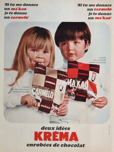 稀少！1967年Krema Chocolat広告/チョコレート/お菓子/フレンチ/子供たち/96
