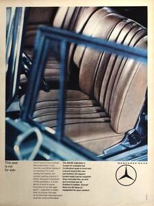 稀少！1964年メルセデス・ベンツ広告/Mercedes-Benz 220 SE/ドイツ車/旧車/シート/X