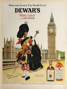 稀少！1968年デュワーズ広告/Dewar's/スコッチ・ウイスキー/酒/ロンドン・ビックベン/38