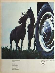 稀少！1964年メルセデス・ベンツ広告/Mercedes-Benz/ドイツ車/旧車/馬/X