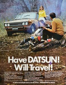 稀少！1970年ダットサン広告/Datsun 1600/日産自動車/昭和レトロ/旧車/ピクニック/E