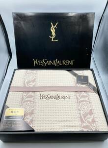 551【未使用】イヴ・サンローラン　サンローラン　YVESANTLAURENT　綿毛布　ハチス織　140×200　綿100％　毛布　新品未使用