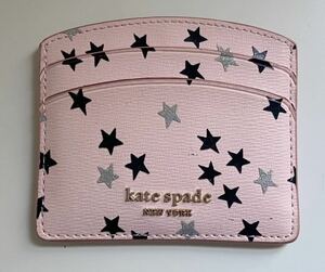 B3J104◆ ケイトスペード kate spade NEW YORK PVC ピンク色 星 スター ロゴ 名刺入れ 定期入れ パスケース カード入れ カードケース