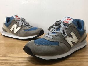 D3K014◆ ニューバランス new balance クラシック 574 合成繊維 本革スエード グレーブルー スニーカー 27.5cm ML574OW2