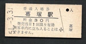 駅名改称最終日（白新線）葛塚駅３０円（現　豊栄駅）