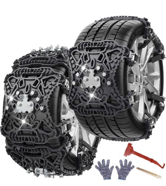 車 タイヤチェーン 非金属 スノーチェーン 軽自動車 冬チェーン 6本入 幅165-275mm (マニュアル、作業手袋付き)