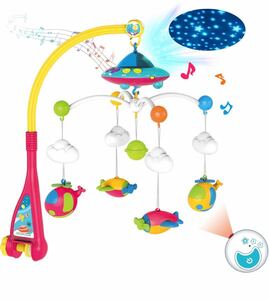 638) KaeKid ベッドメリー オルゴール モビール 360度回転 108曲音楽 投影 リモコン付 知育玩具 赤ちゃん おもちゃ 0歳 1歳 新生児 
