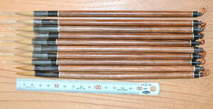 旧品唐筆 （1990年代製）天津毛筆　「 紫檀軸・純狼毫　×１０本 」