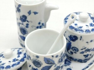 ★上1872 Demain ドマン BLUE PEONY ブルーピオニー ミルクピッチャー ミルクポット シュガーポット 受け皿 スプーン 茶器 ティーセット