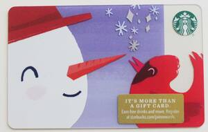 北米スターバックスカード2018ホリデー限定 雪だるま 鳥 スノーマン クリスマス アメリカUSA海外スタバカード