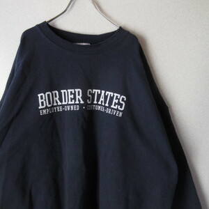 ○良品 90s Hanes ヘインズ◆スウェット トレーナー BORDER STATES プリント ゆったり◆メンズ ネイビー XLサイズ