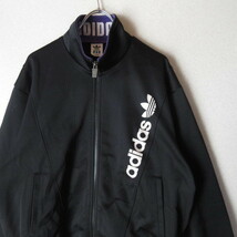 ○良品 90s adidas アディダス◆ジャージ トラックジャケット プリント ヴィンテージ 90年代 古着◆メンズ ブラック Lサイズ_画像1