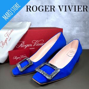 [Супер красивый продукт] ROGER VIVIER Замшевые туфли-лодочки Bell Stone Buckle