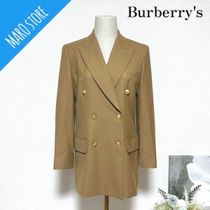 【美品】Burberry's バーバリーズ 金ボタン ダブル ジャケット カシミヤ混