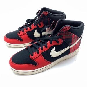 NIKEナイキ　ダンクHIGH レトロ　SE チェック柄　箱なし　DV0826-001 黒赤　28cm